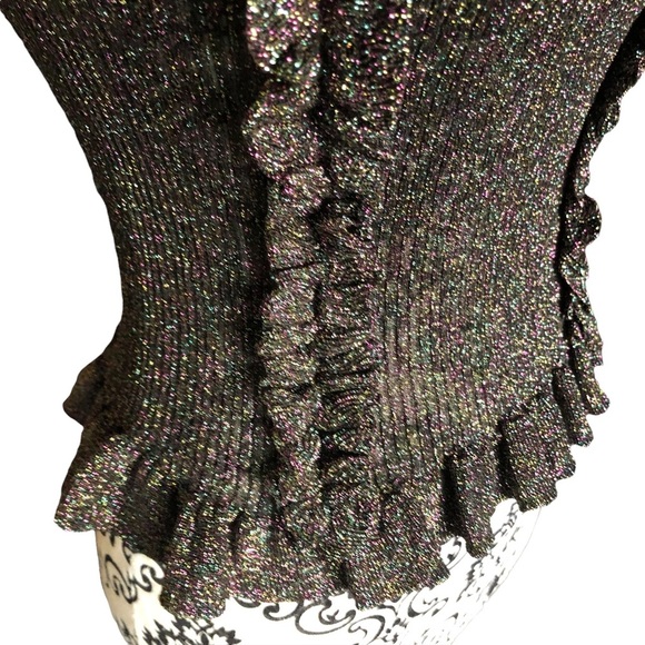 ZARA Sparkly Ruffled Top Small - Picture 8 of 13